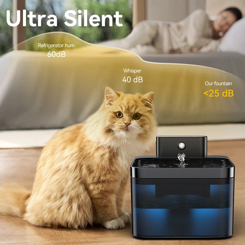 Fuente de Agua para Gatos ROJECO 2,2 L | Sensor Infrarrojo y Sin Cables