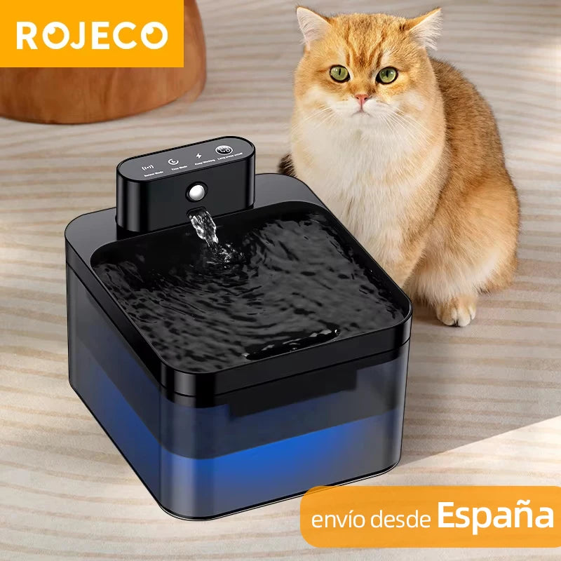 Fuente de Agua para Gatos ROJECO 2,2 L | Sensor Infrarrojo y Sin Cables